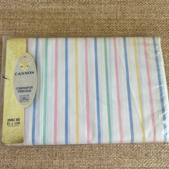 Vintage Cannon Combspun Percale Flat Sheet – New Old Stock, All‑Cotton, USA - Picture 3 of 6
